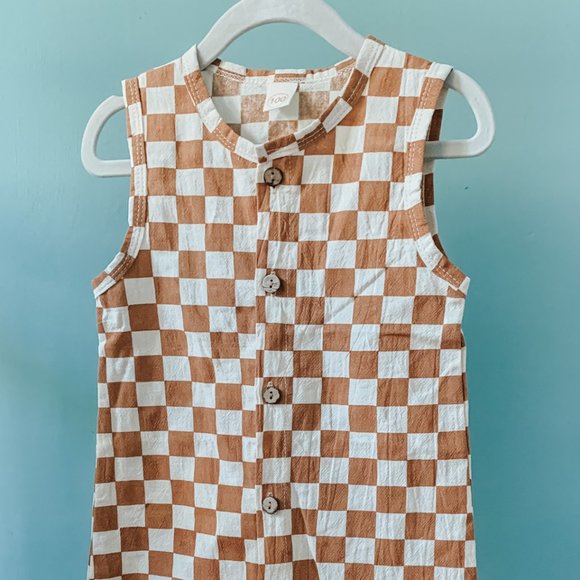 Sleeveless Checkered Jumpsuit - Never Worn (18-24 Month/size 100) - Picture 3 of 6